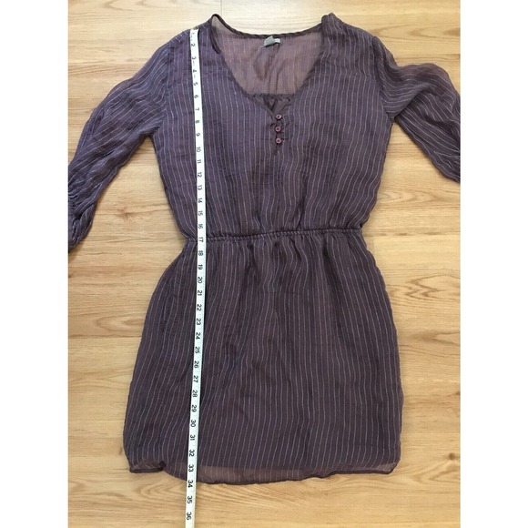 Urban Outfitters Ecote Long-Sleeve Plum and Silver Stripes Dress - Size Medium - Picture 8 of 12